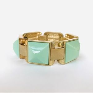 J Crew Factory Aqua Teal Gold Toned Bracelet